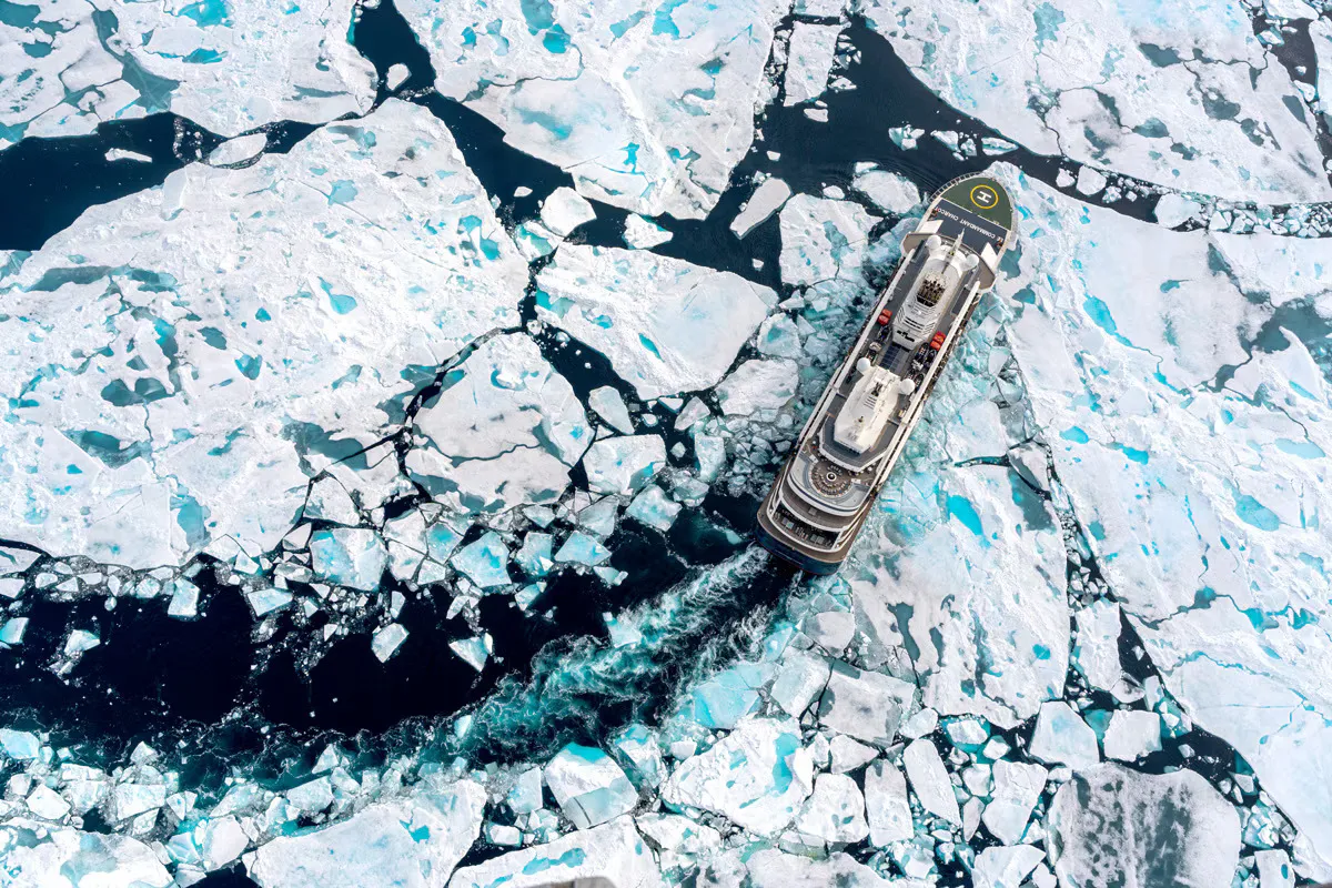 Expedition ship in polar waters