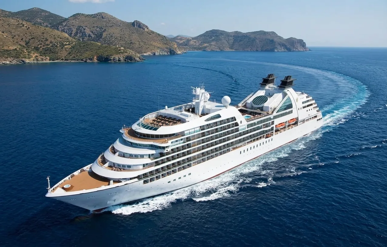 Large ocean cruise liner vessel on a global itinerary managed with RadiantFleet ocean cruise crew management software